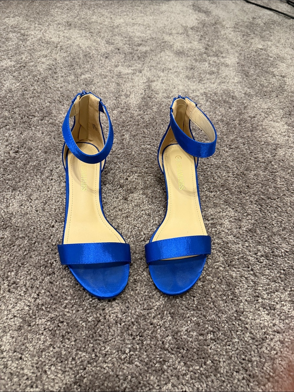 Dream Pairs Royal Blue Satin Ankle-Strap Heels
